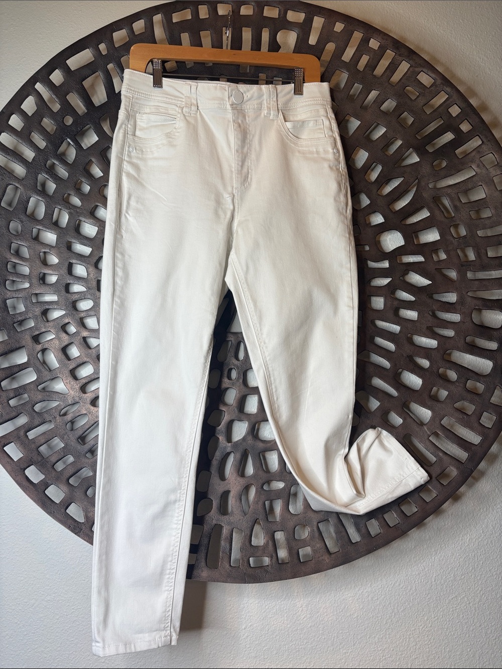 🤍 Democracy High Rise Straight Leg Jeans Women’s 10 White Stretch Ab Solution